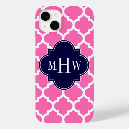 Hot Pink2 Wht Moroccan 5 Navy 3 Initial Monogram Case_Mate iPhone 14 Plus Case