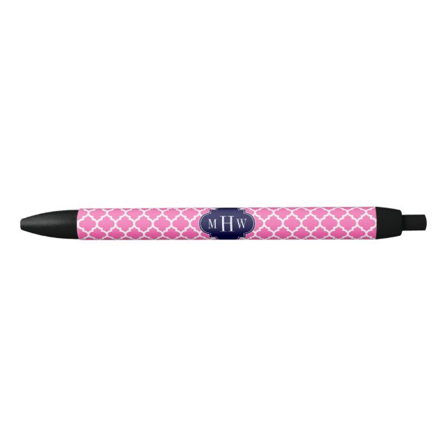 Hot Pink#2 Wht Moroccan #5 Navy 3 Initial Monogram Pen (Front)