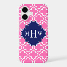 Hot Pink#2 Wht Moroccan #6 Navy 3 Initial Monogram