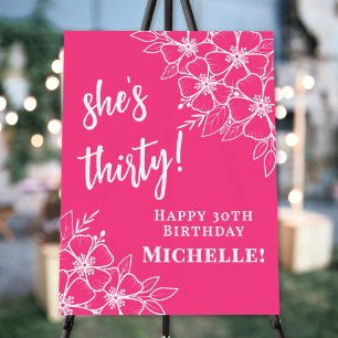 Hot Pink 30th Birthday Party Welcome Sign