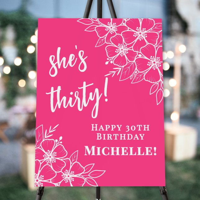 Hot Pink 30th Birthday Party Welcome Sign (Hot Pink 30th Birthday Party Welcome Sign)