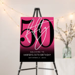Hot Pink 50th Birthday Party Welcome Sign<br><div class="desc">Modern Black and White 50th Birthday Welcome Sign. Celebrate fifty years in style with this bold and contemporary sign featuring a large black “50” with a handwritten script-style white “Fifty” at the top for a sleek, minimalist look. The design is set against a vibrant hot pink background, creating a fun,...</div>
