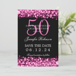 Hot Pink 50th Birthday Save the Date  Invitation