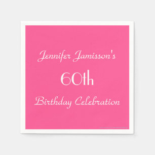 Hot Pink 60th Birthday Party Minimalist Paper Napkins
