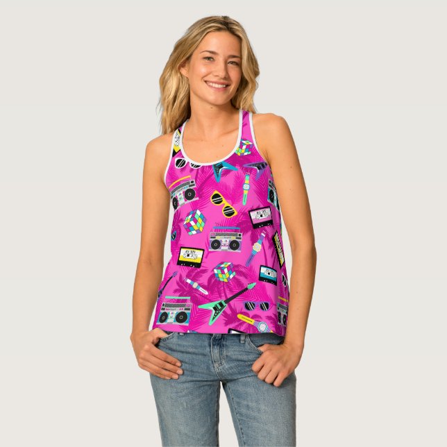 Hot Pink 80s theme Tank Top (Front Full)