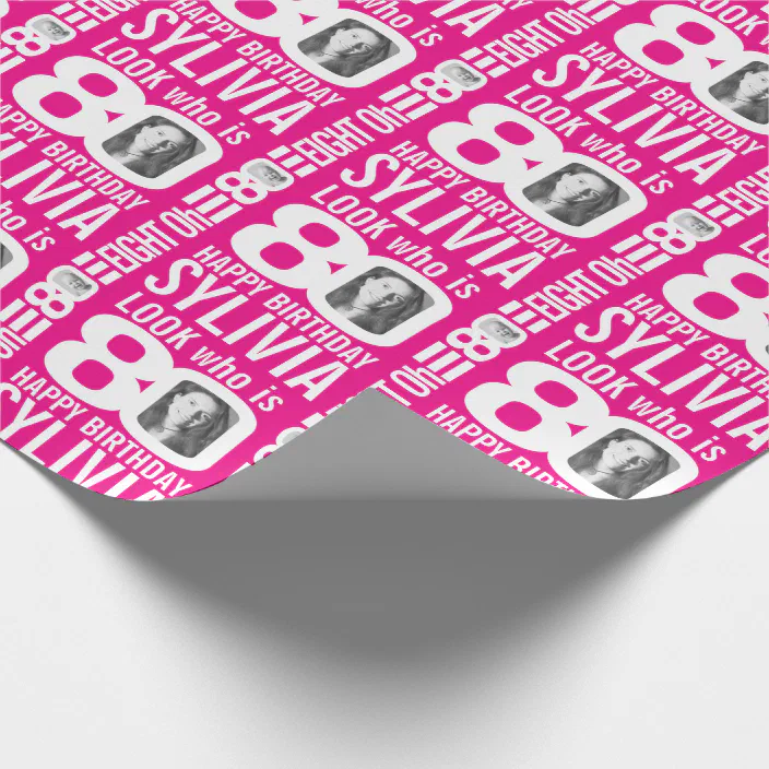 Personalised Happy 80th Birthday Wrapping paper Pink 80th wrapping paper 