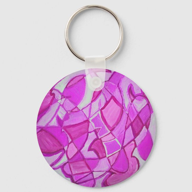 Hot Pink Abstract Art by Kara Willis Keychain (Front)