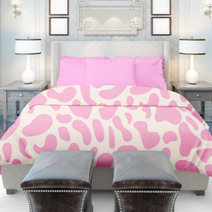 Hot Pink Abstract Cow Print Pattern  Duvet Cover