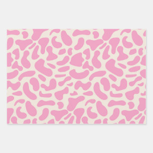 Hot Pink Abstract Cow Print Pattern Wrapping Paper Sheets