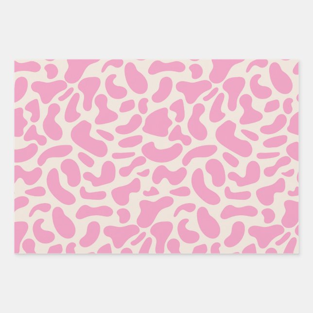Hot Pink Abstract Cow Print Pattern  Wrapping Paper Sheets (Front)