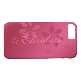 Hot Pink Abstract Floral Custom Name iPhone 8/7 Case