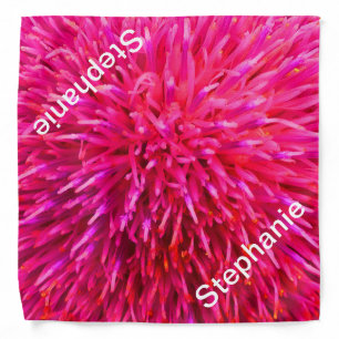 Hot Pink Abstract Floral Personalized Name Bandana