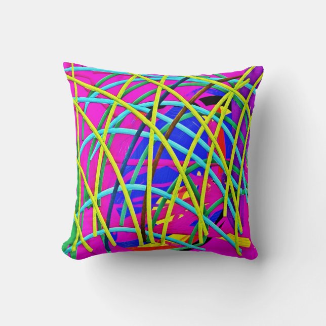 Hot Pink Abstract Girly Doodle Design Novelty Gift Throw Pillow (Front)