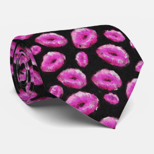 Hot Pink Abstract Lips Neck Tie