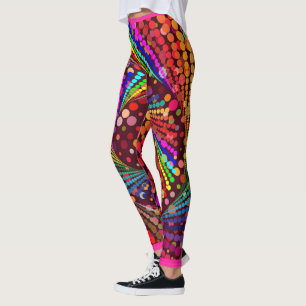 Hot Pink Abstract Multi-Color Leggings