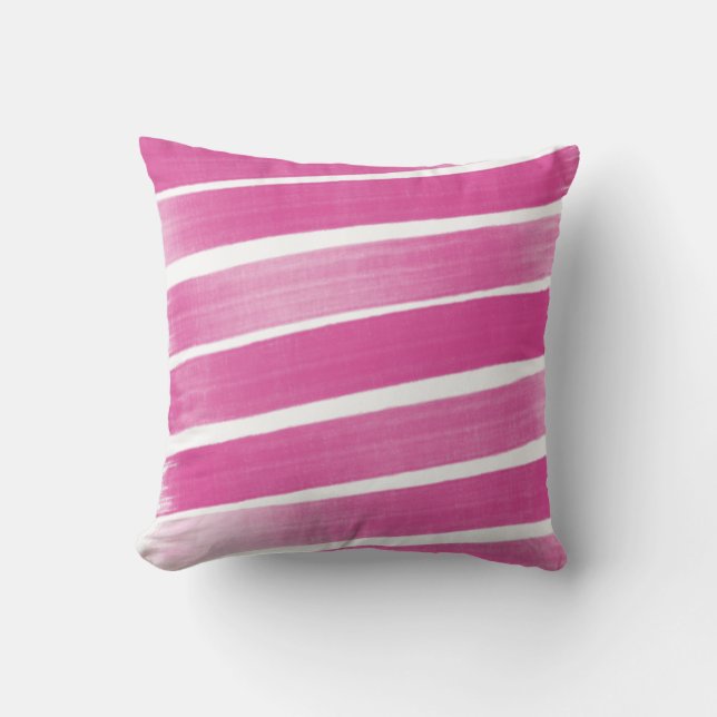 Hot Pink Abstract Stripes Outdoor Pillow (Front)