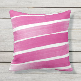 Hot Pink Abstract Stripes Outdoor Pillow