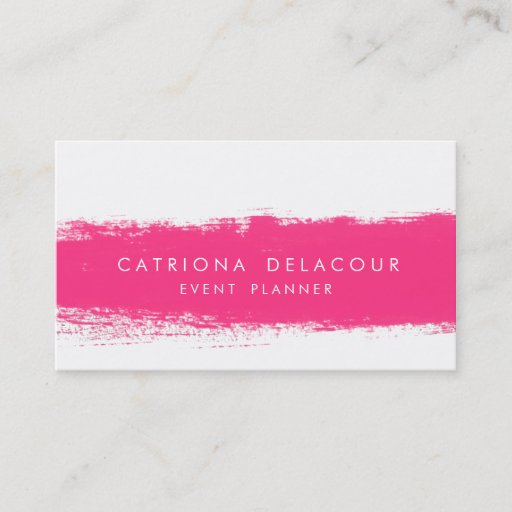 Customizable Hot Pink Abstract Watercolor Splash Business Card