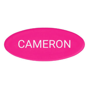 Hot Pink Acrylic Oval Name Tag Badge Magnetic 3x2