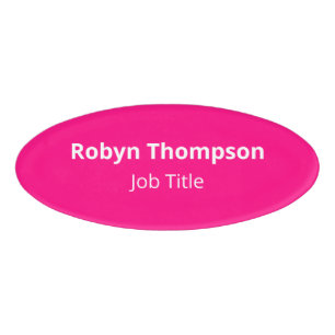 Hot Pink Acrylic Oval Name Tag Magnet Professional