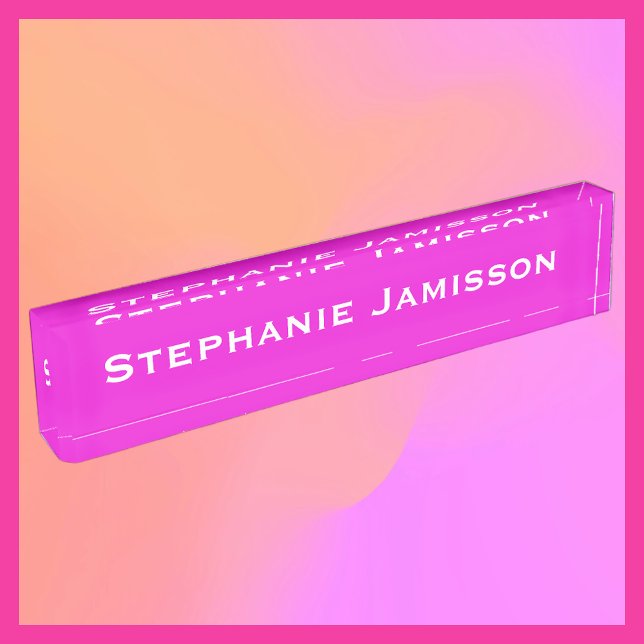 Hot Pink Acrylic Personalized Name Desk Name Plate (Creator Uploaded)