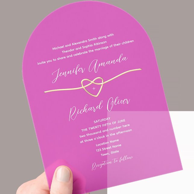 Hot Pink Acrylic Wedding Invitation (Creator Uploaded)