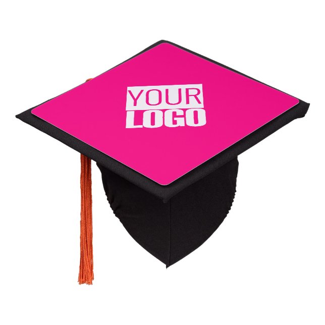 Hot Pink - add bold logo  Graduation Cap Topper (Angled)
