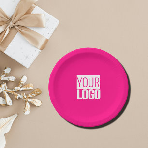 Hot Pink - add bold logo Paper Plates