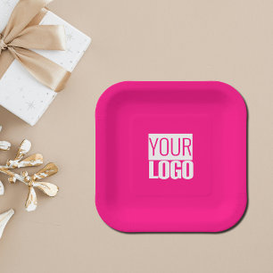 Hot Pink - add bold logo Paper Plates
