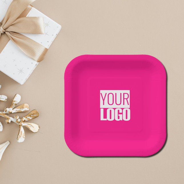  Hot Pink - add bold logo  Paper Plates (Creator Uploaded)