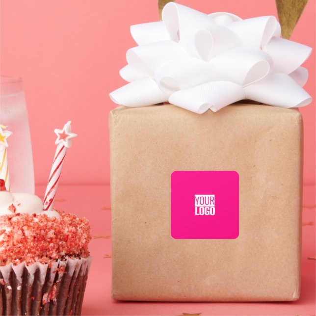  Hot Pink - add bold logo  Square Sticker (Party)