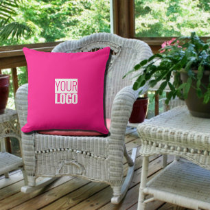 hot pink - add logo outdoor pillow
