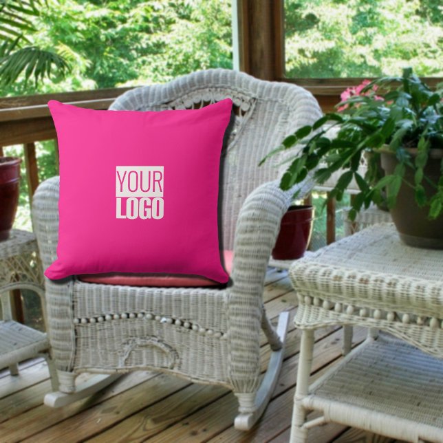 hot pink - add logo  outdoor pillow (Creator Uploaded)
