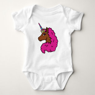 Hot Pink Afro Unicorn Baby Bodysuit