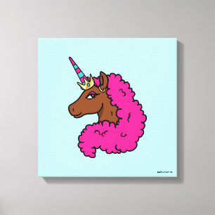 Hot Pink Afro Unicorn Canvas Print
