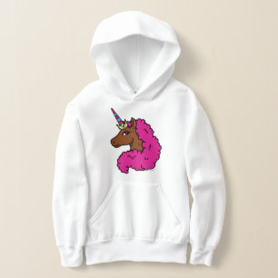 Hot Pink Afro Unicorn Hoodie
