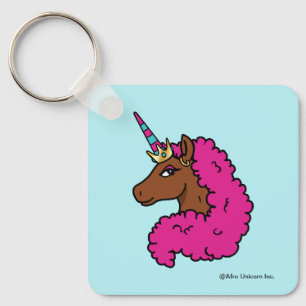 Hot Pink Afro Unicorn Keychain