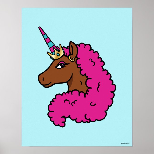 Hot Pink Afro Unicorn Poster (Front)