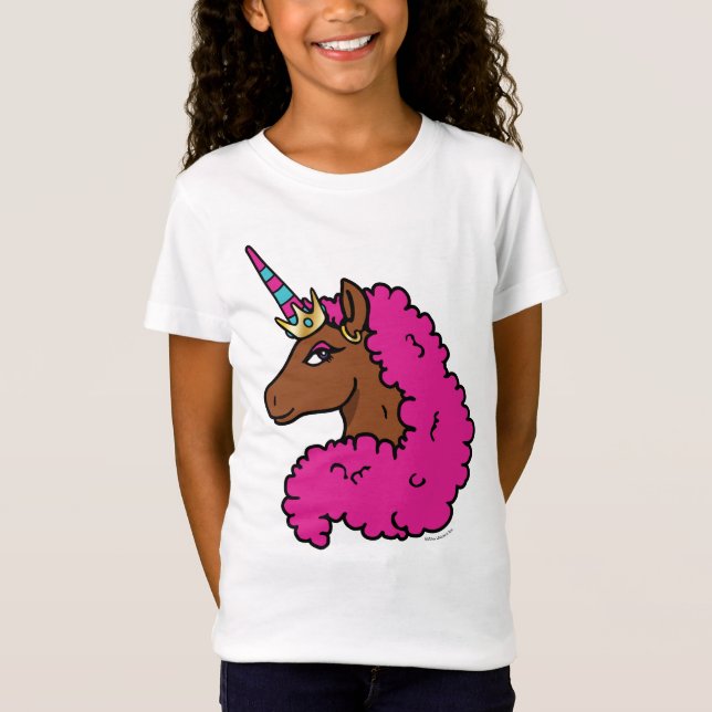 Hot Pink Afro Unicorn T-Shirt (Front)