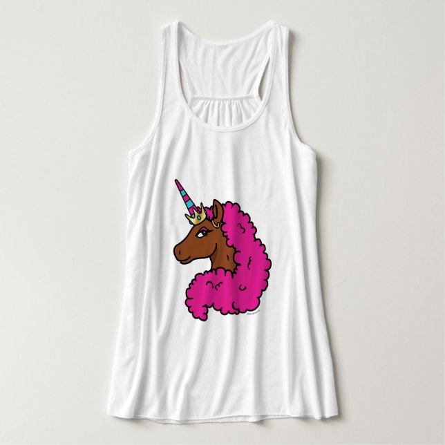 Hot Pink Afro Unicorn Tank Top (Design Front)