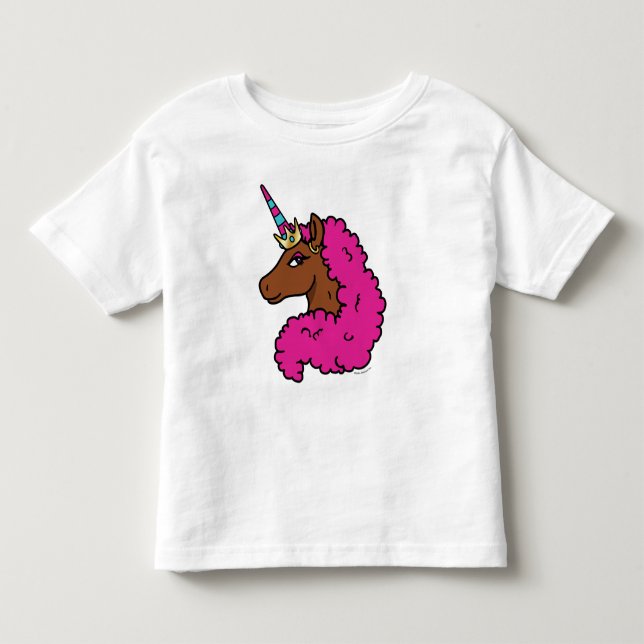 Hot Pink Afro Unicorn Toddler T-shirt (Front)