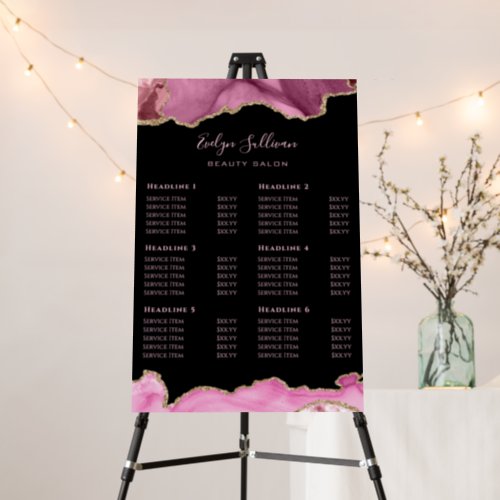 Hot Pink Agate Price List Foam Board