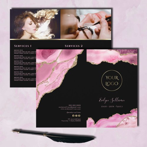 hot pink agate service menu brochure