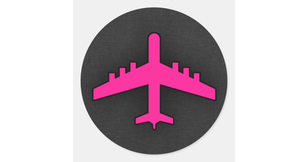 Hot Pink Airplane Classic Round Sticker | Zazzle