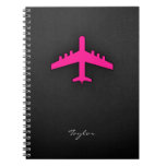 Hot Pink Airplane Notebook at Zazzle