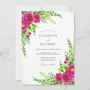 Hot Pink Alluring Spring Wedding Invitation