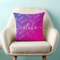 Hot Pink Aloha Script Pineapple Pattern Tropical