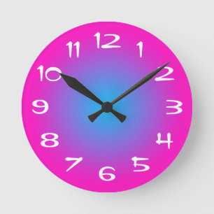 Hot Pink and Aqua Blue Radial Gradient Round Clock