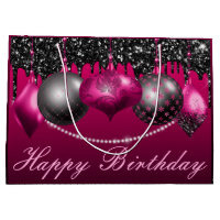 Black and Pink Happy Birthday Gift Bag