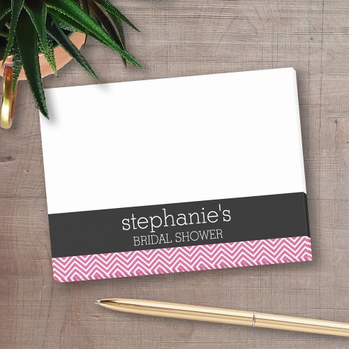 Hot Pink and Black Bridal Shower Chevrons Post_it Notes